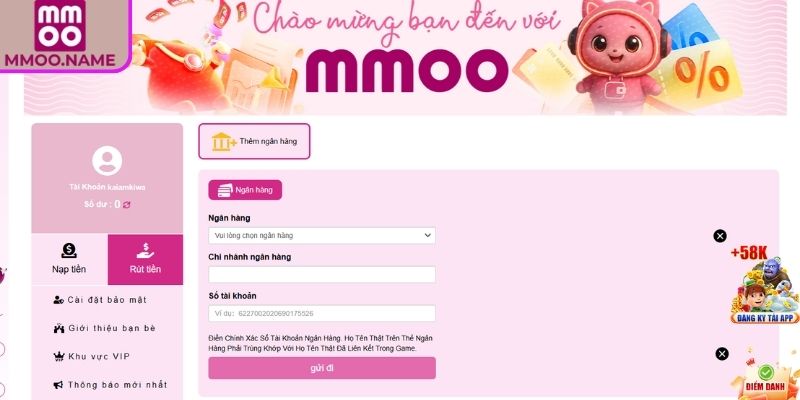 Hướng dẫn thao tác rút tiền